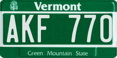 VT license plate AKF770
