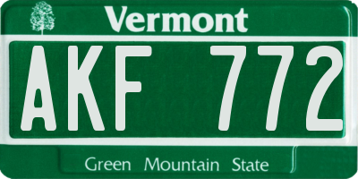 VT license plate AKF772