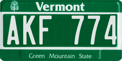 VT license plate AKF774