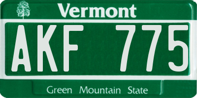 VT license plate AKF775