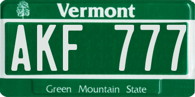 VT license plate AKF777