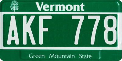 VT license plate AKF778