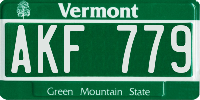 VT license plate AKF779