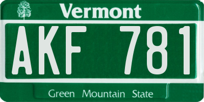 VT license plate AKF781