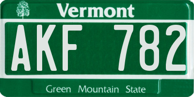 VT license plate AKF782
