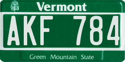VT license plate AKF784