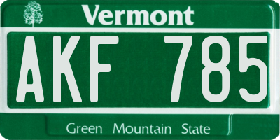 VT license plate AKF785