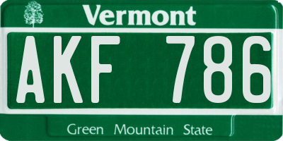 VT license plate AKF786
