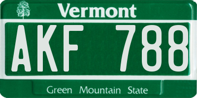 VT license plate AKF788