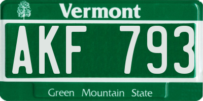 VT license plate AKF793