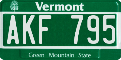 VT license plate AKF795