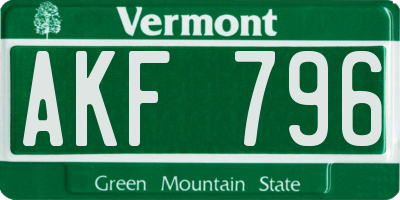 VT license plate AKF796