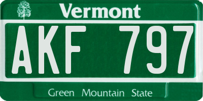 VT license plate AKF797