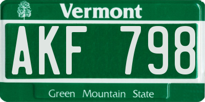 VT license plate AKF798
