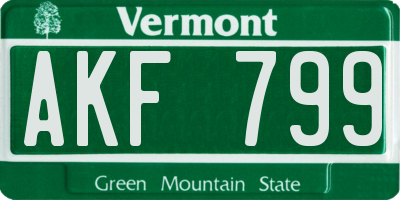 VT license plate AKF799