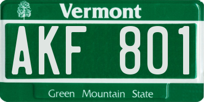 VT license plate AKF801