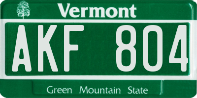 VT license plate AKF804