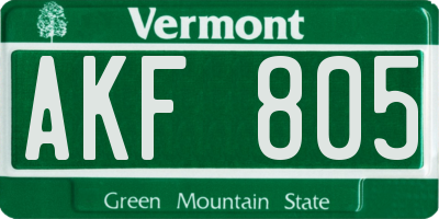 VT license plate AKF805