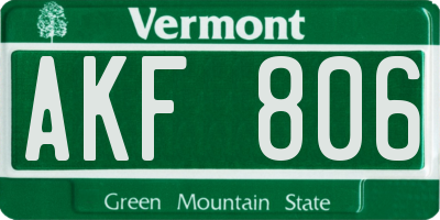 VT license plate AKF806