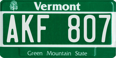 VT license plate AKF807