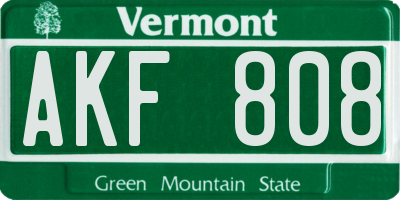 VT license plate AKF808
