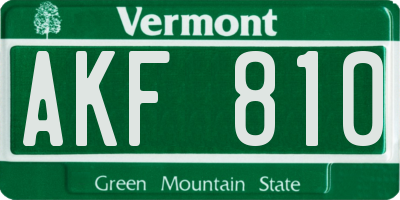 VT license plate AKF810