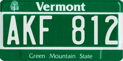 VT license plate AKF812