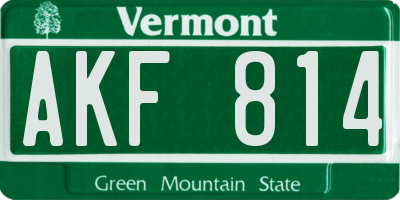 VT license plate AKF814