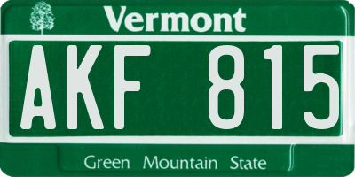 VT license plate AKF815