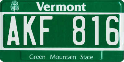 VT license plate AKF816