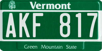 VT license plate AKF817
