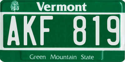 VT license plate AKF819