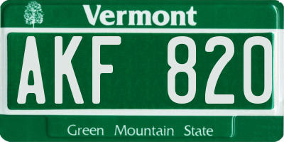 VT license plate AKF820
