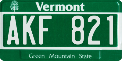VT license plate AKF821