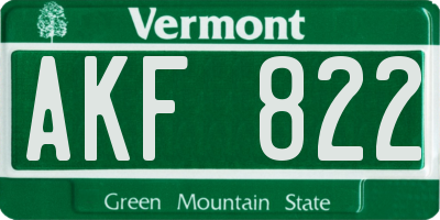 VT license plate AKF822