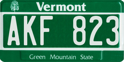VT license plate AKF823