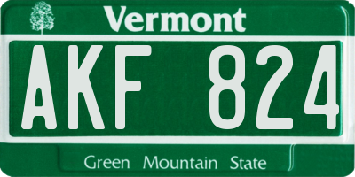 VT license plate AKF824