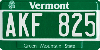 VT license plate AKF825