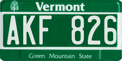 VT license plate AKF826