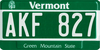 VT license plate AKF827