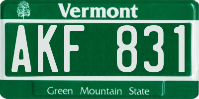 VT license plate AKF831