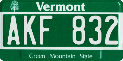 VT license plate AKF832