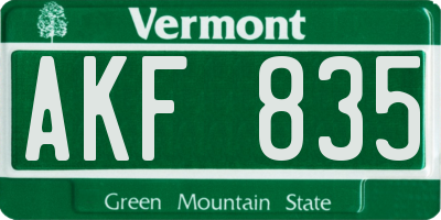 VT license plate AKF835