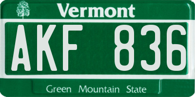 VT license plate AKF836
