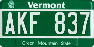 VT license plate AKF837