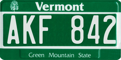 VT license plate AKF842