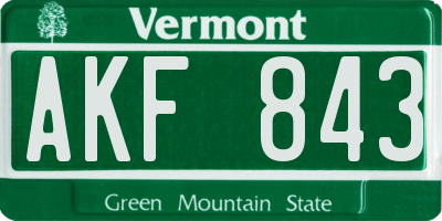 VT license plate AKF843