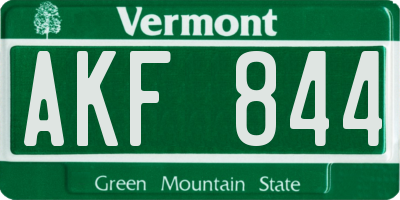 VT license plate AKF844