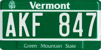 VT license plate AKF847