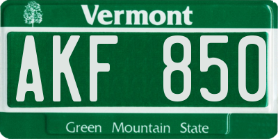VT license plate AKF850